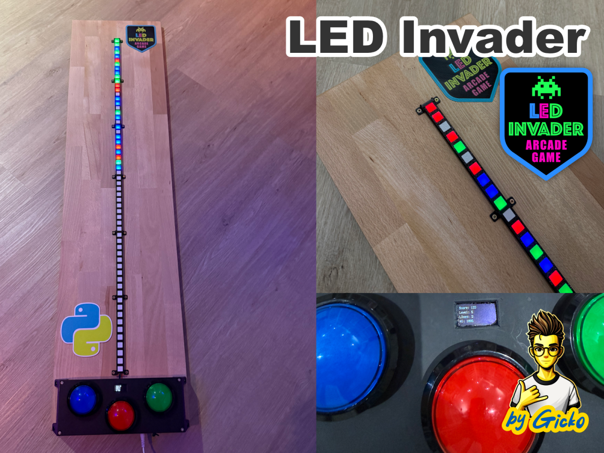 LED Invader – 1D街机游戏 来自 gicko MakerWorld:免费下载 3D 模型