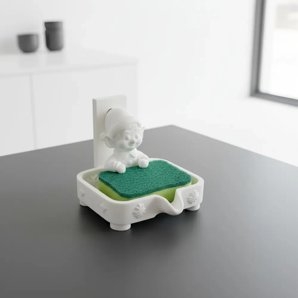 圣诞精灵肥皂碟和海绵架 来自 Pixelform MakerWorld：免费下载 3D 模型